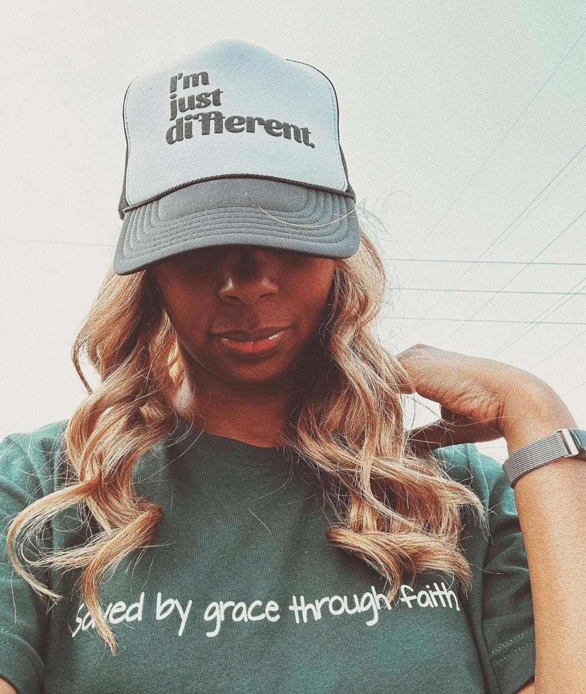 I'm Just Different Trucker Cap (Two-tone Black & White)