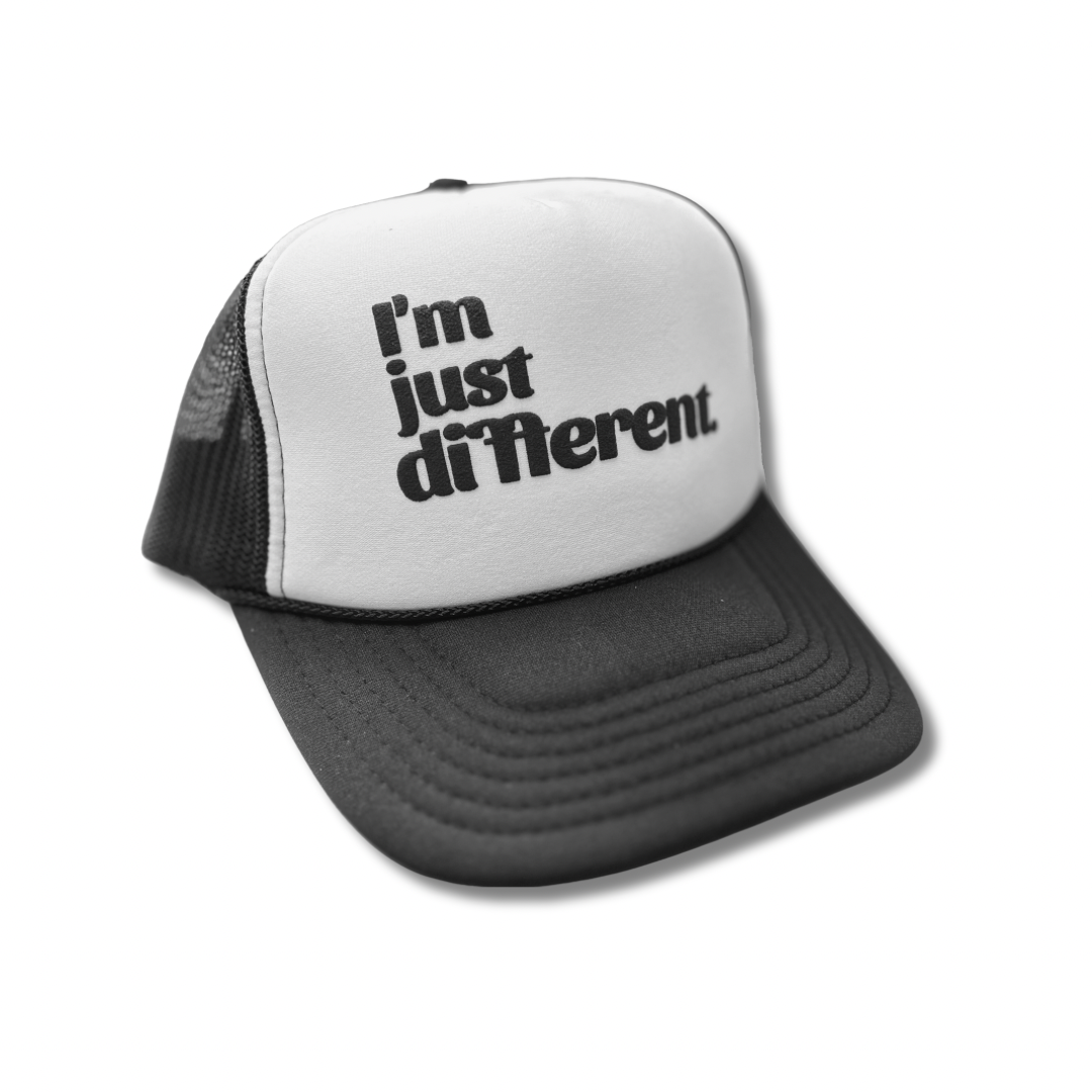 I'm Just Different Trucker Cap (Two-tone Black & White)