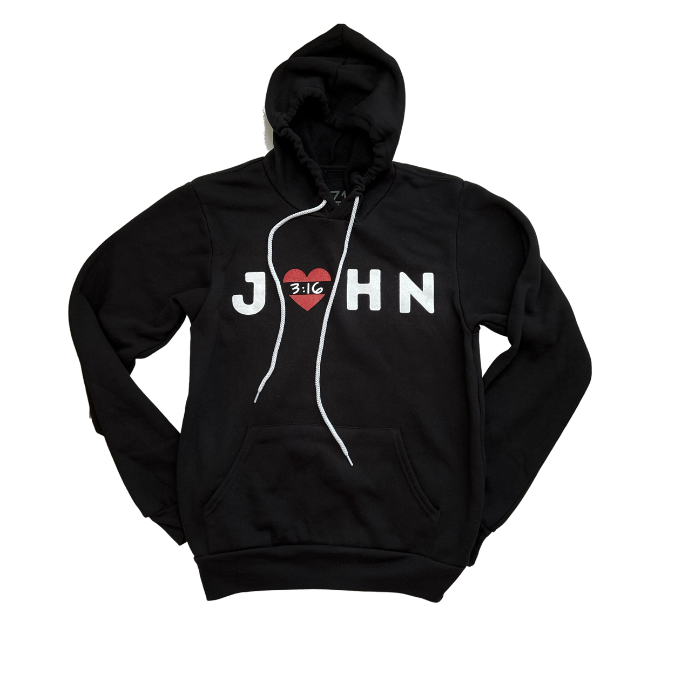 John 3:16 Hoodie (Black with White Chord)