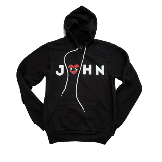 John 3:16 Hoodie (Black with White Chord)
