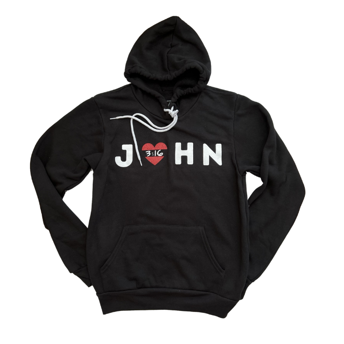 John 3:16 Hoodie (Black with White Chord)