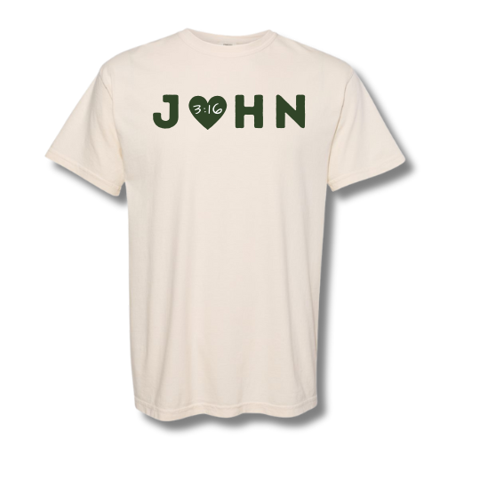 John 3:16 T-Shirt (Ivory with Kelly Green)