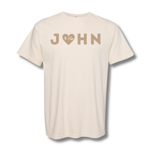 John 3:16 T-Shirt (Ivory with Khaki)