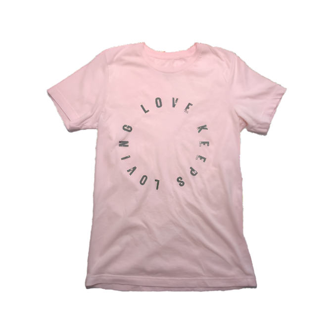 Love Keeps Loving T-Shirt (Soft Pink & Charcoal)