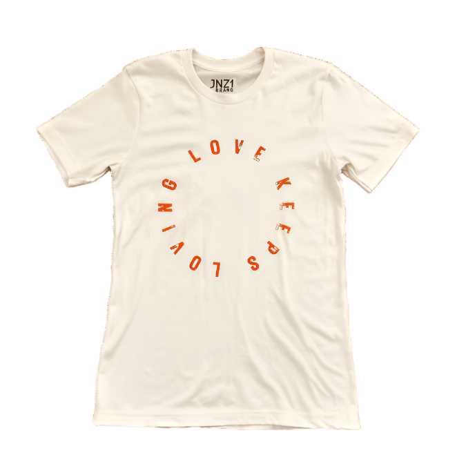 Love Keeps Loving T-Shirt (Vintage White & Orange)