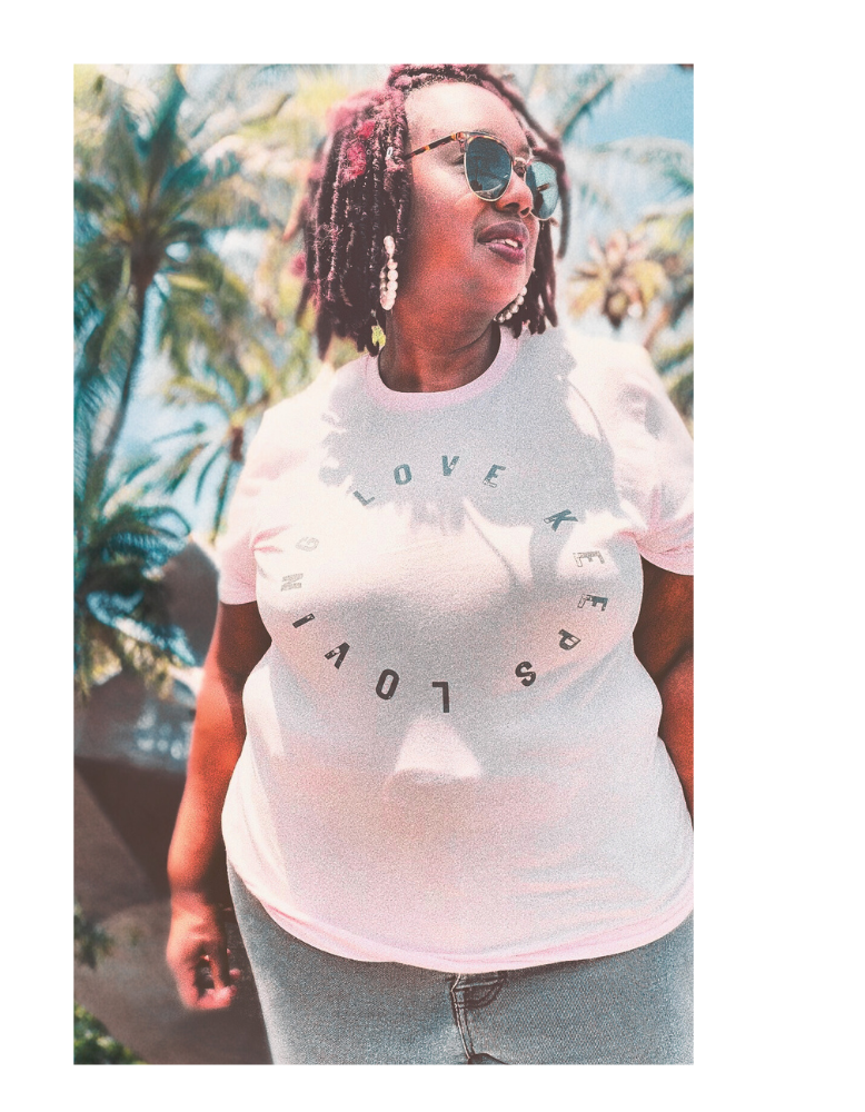 Love Keeps Loving T-Shirt (Soft Pink & Charcoal)